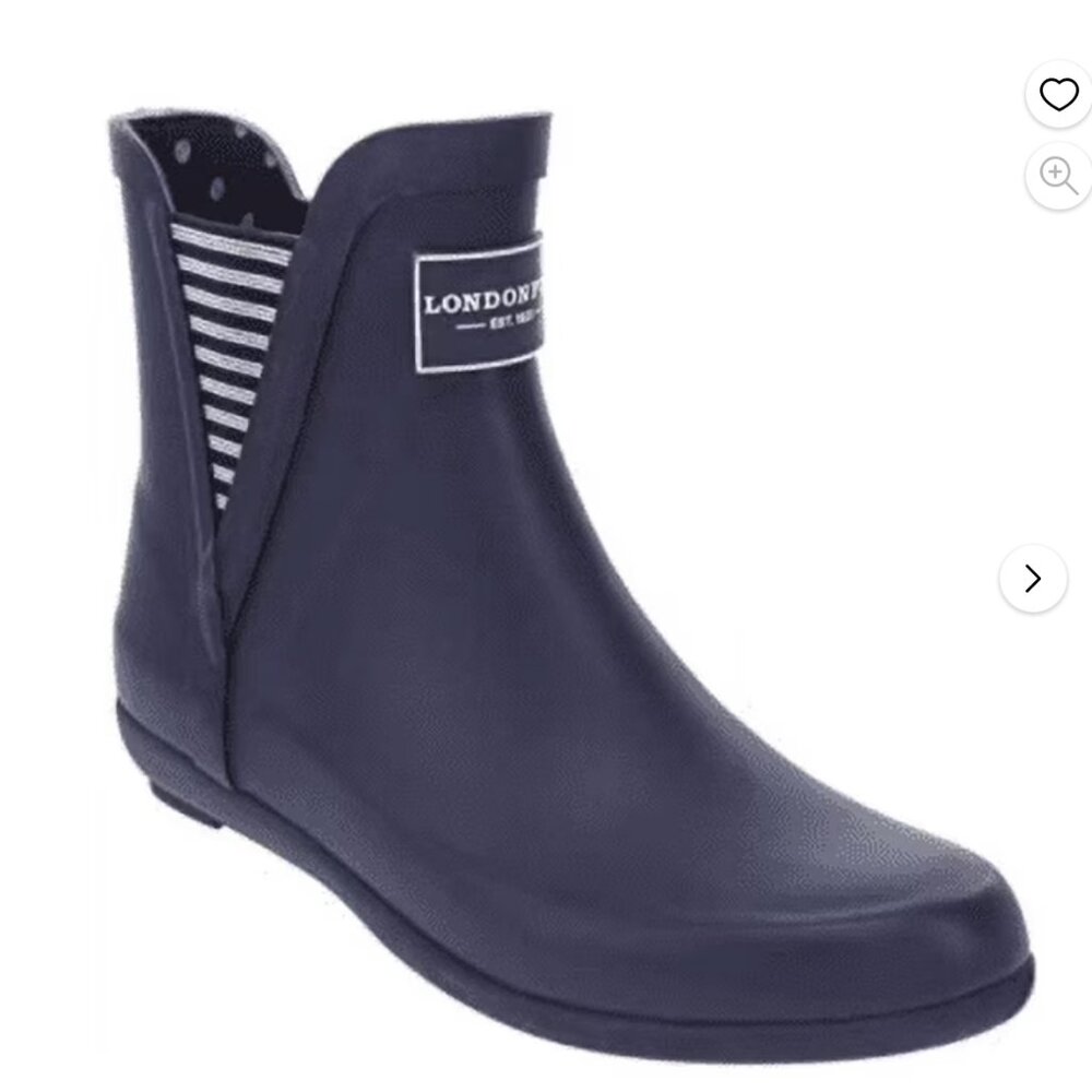 London Fog LFW Picadilly Navy Ankle Rain Boots - Size 8